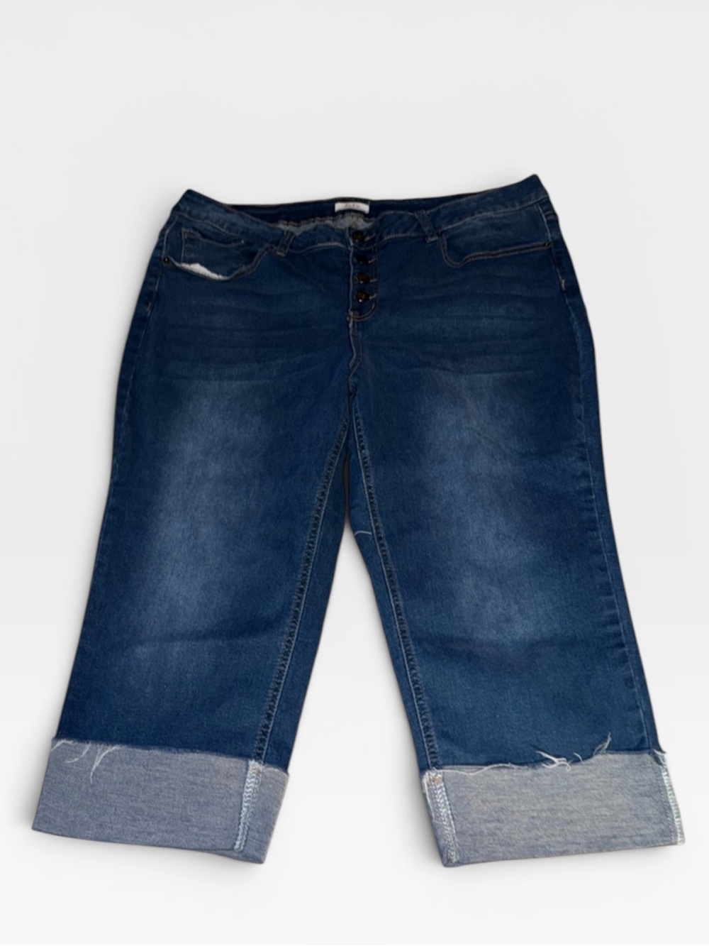 BLEU button fly cropped stretch jeans Sz 20 W Medium Wash‎
